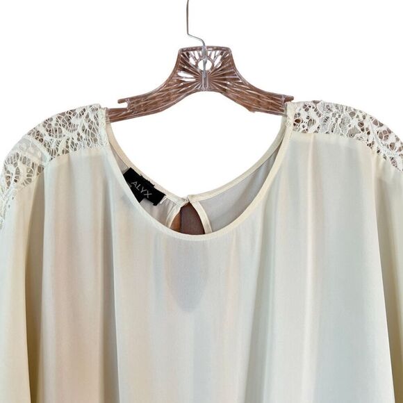 Alyx Cream Flowy Dolman Top with Lace Shoulder and Sleeve Size L - Picture 5 of 14